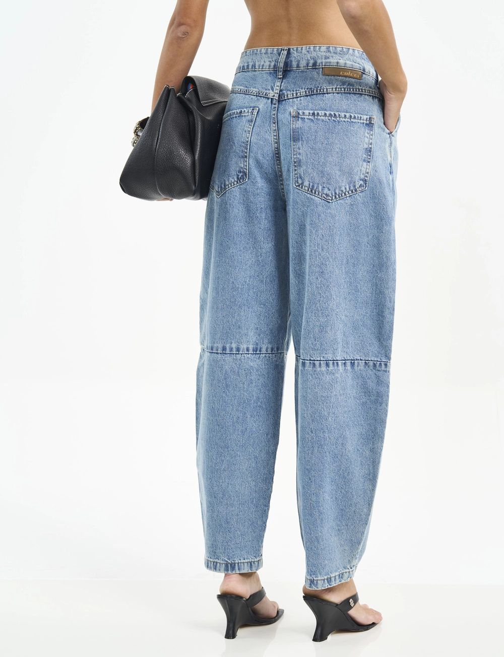Calça Feminina Wide Leg Jeans Com Recortes Índigo