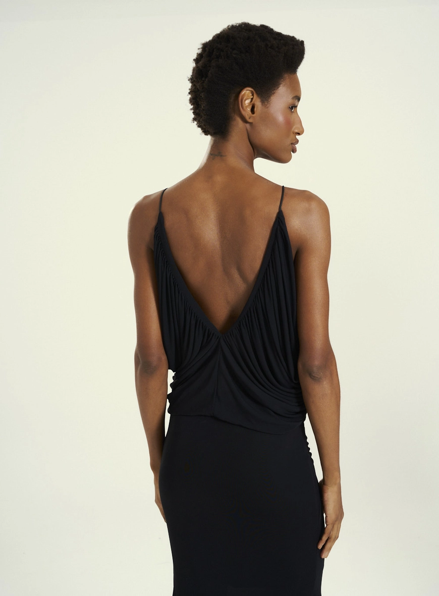 Blusa Frente Única Drapeada Preto 2