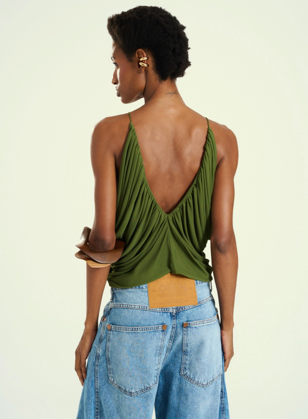 Blusa Frente Única Drapeada Verde 2