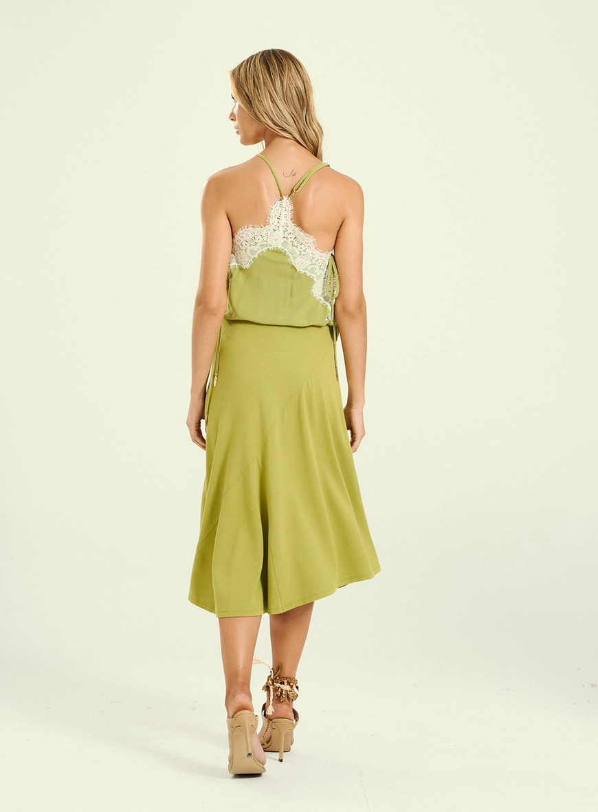 Blusa Feminina Com Renda E Alças De Amarração Verde 2
