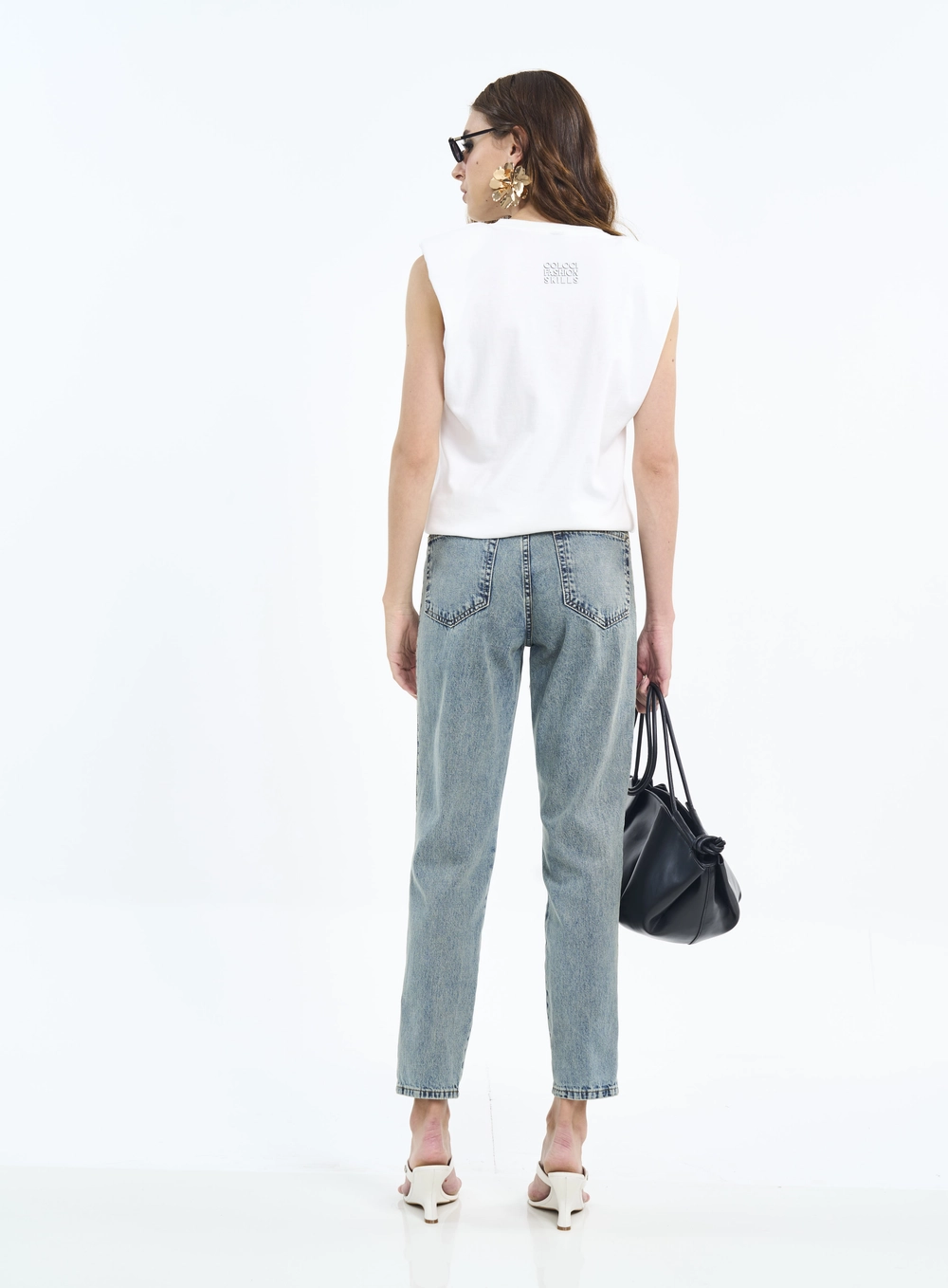 Calça Feminina Jeans Com Escrita E Bolsos Índigo