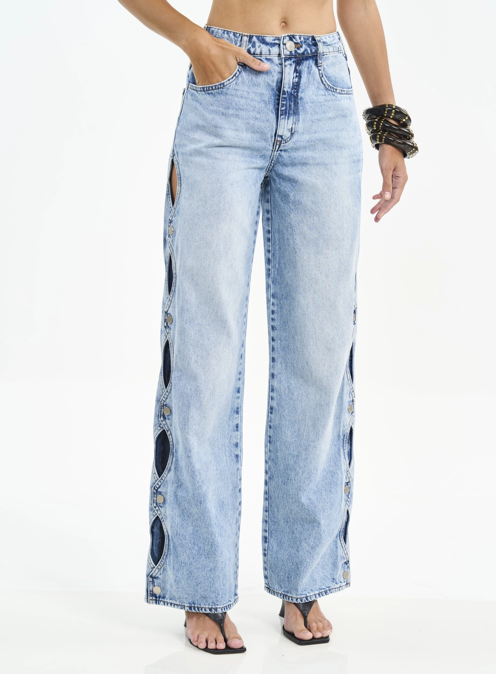 Calça Feminina Jeans Juliette Com Recortes Índigo