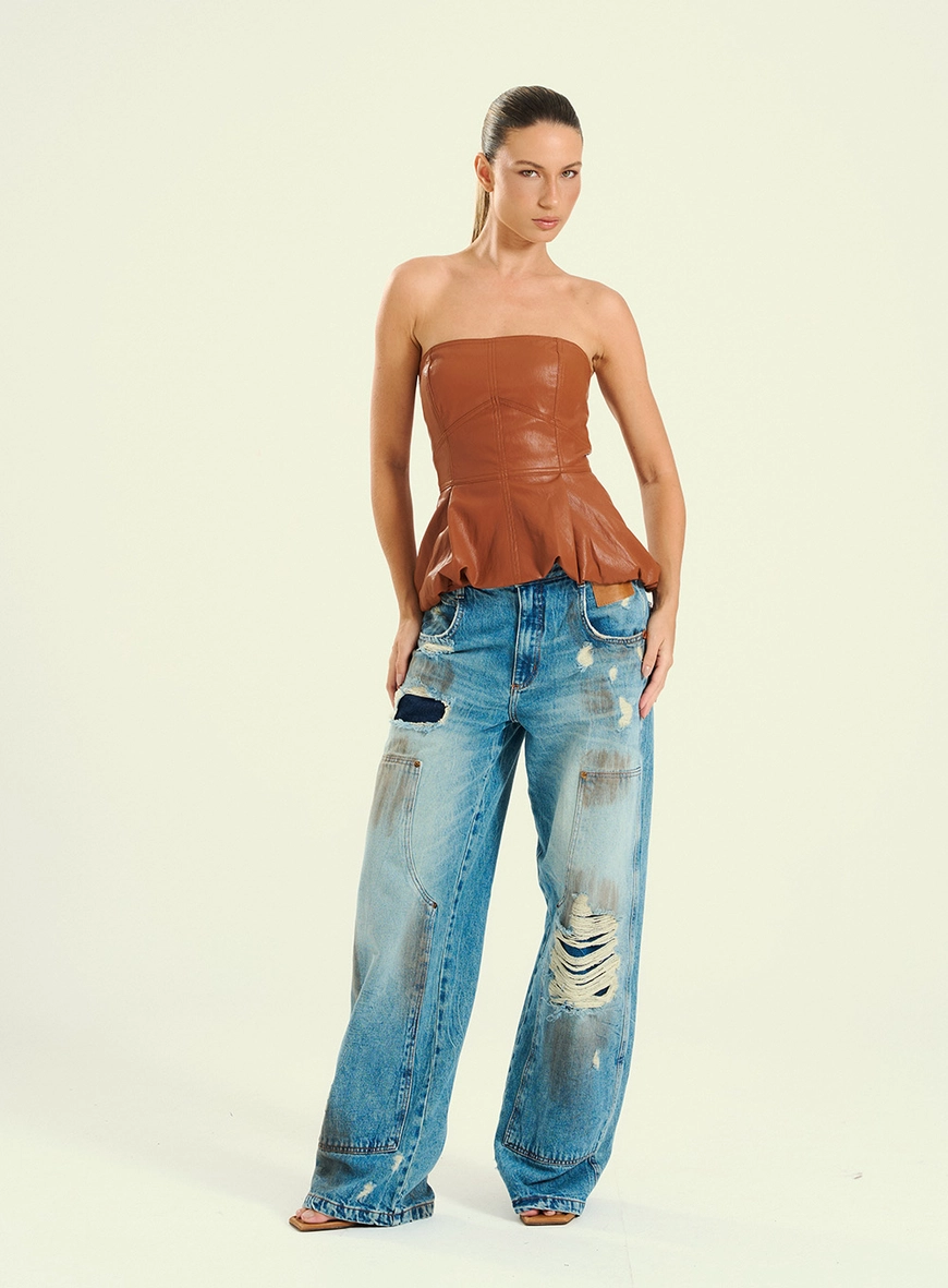 Blusa Feminina Tomara Que Caia Em Pu Marrom 5