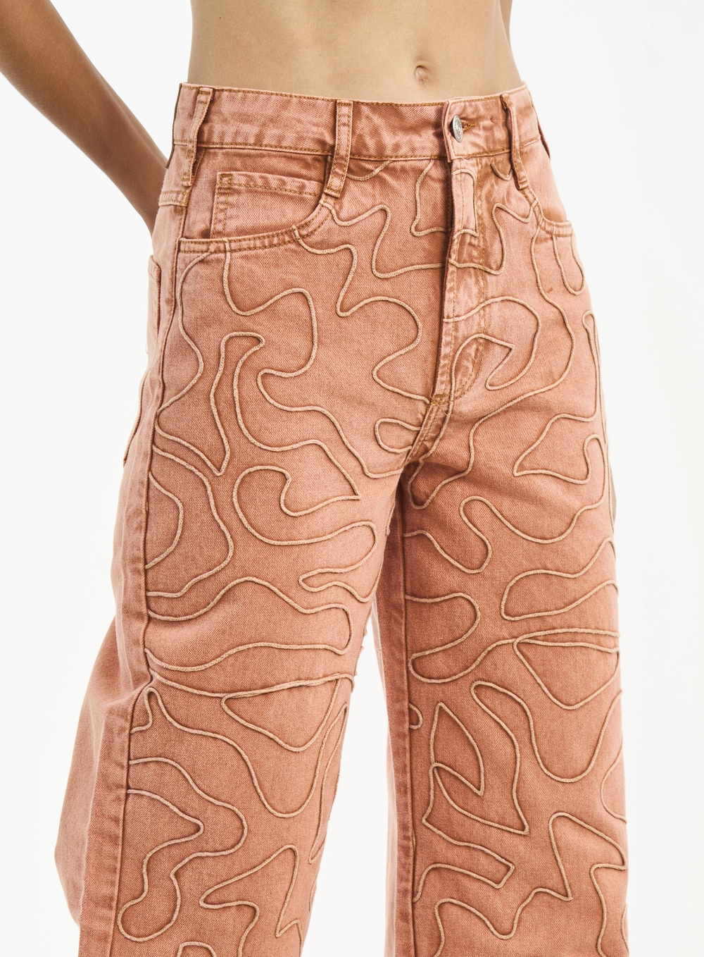 Calça Feminina Juliette Com Bordado Marrom