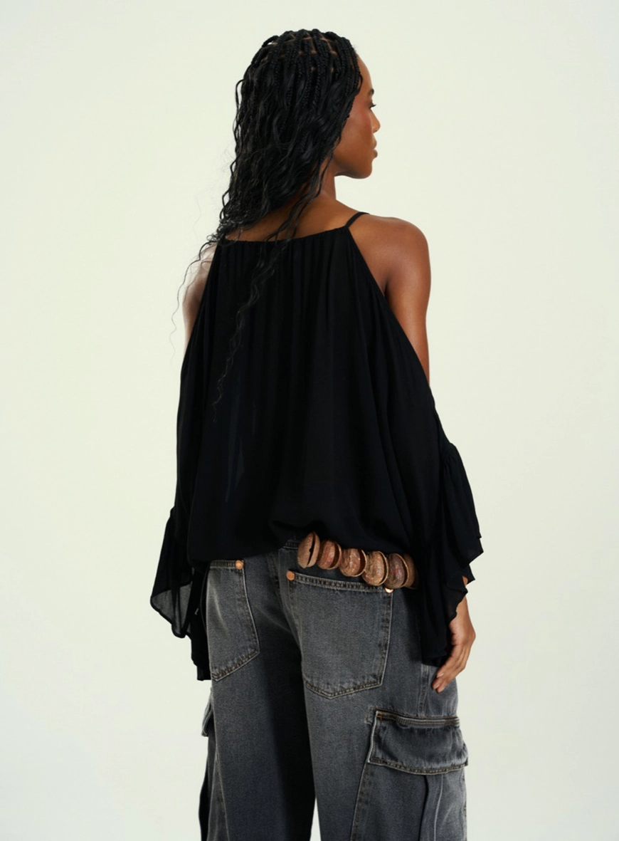 Blusa Feminina Ombro Vazado Preto 2