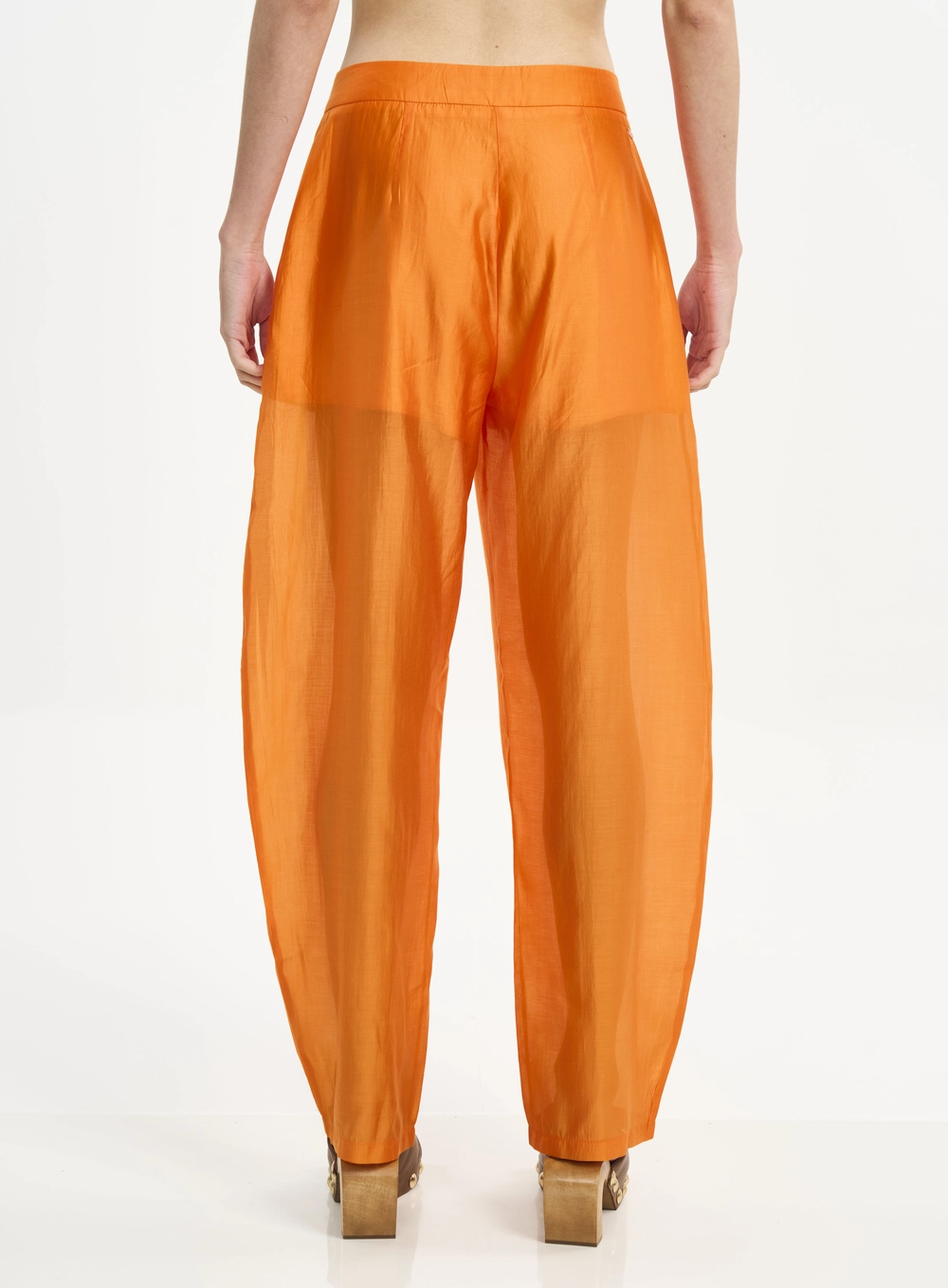Calça Feminina Pantalona Com Bolsos Laranja