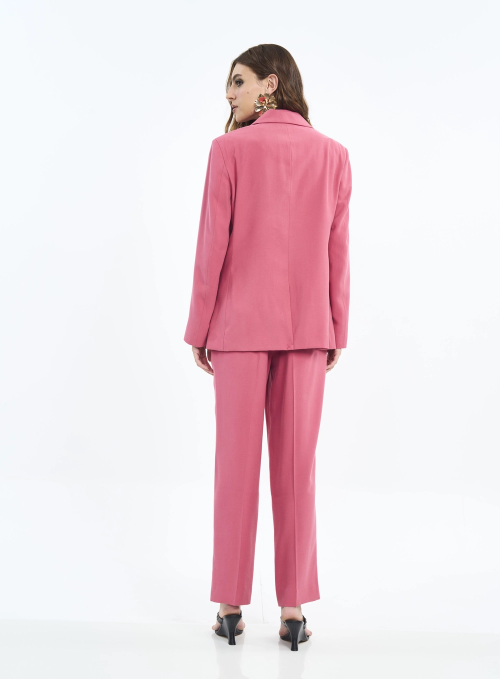 Calça Feminina De Alfaiataria Com Bolsos Rosa