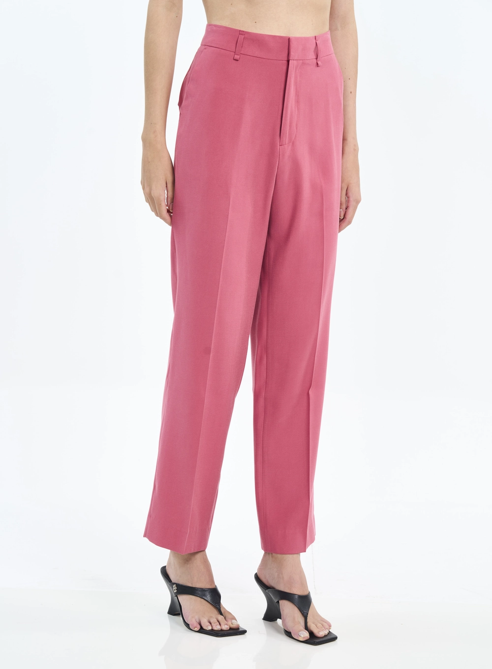 Calça Feminina De Alfaiataria Com Bolsos Rosa