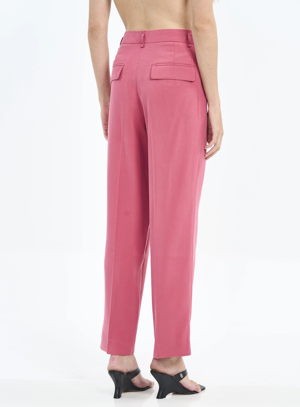 Calça Feminina De Alfaiataria Com Bolsos Rosa