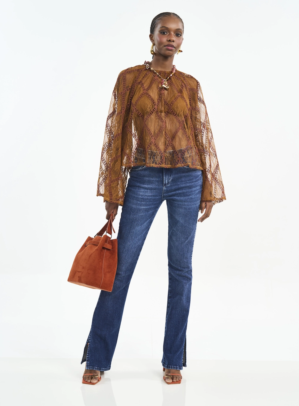 Calça Feminina Jeans Reta Com Fenda Índigo