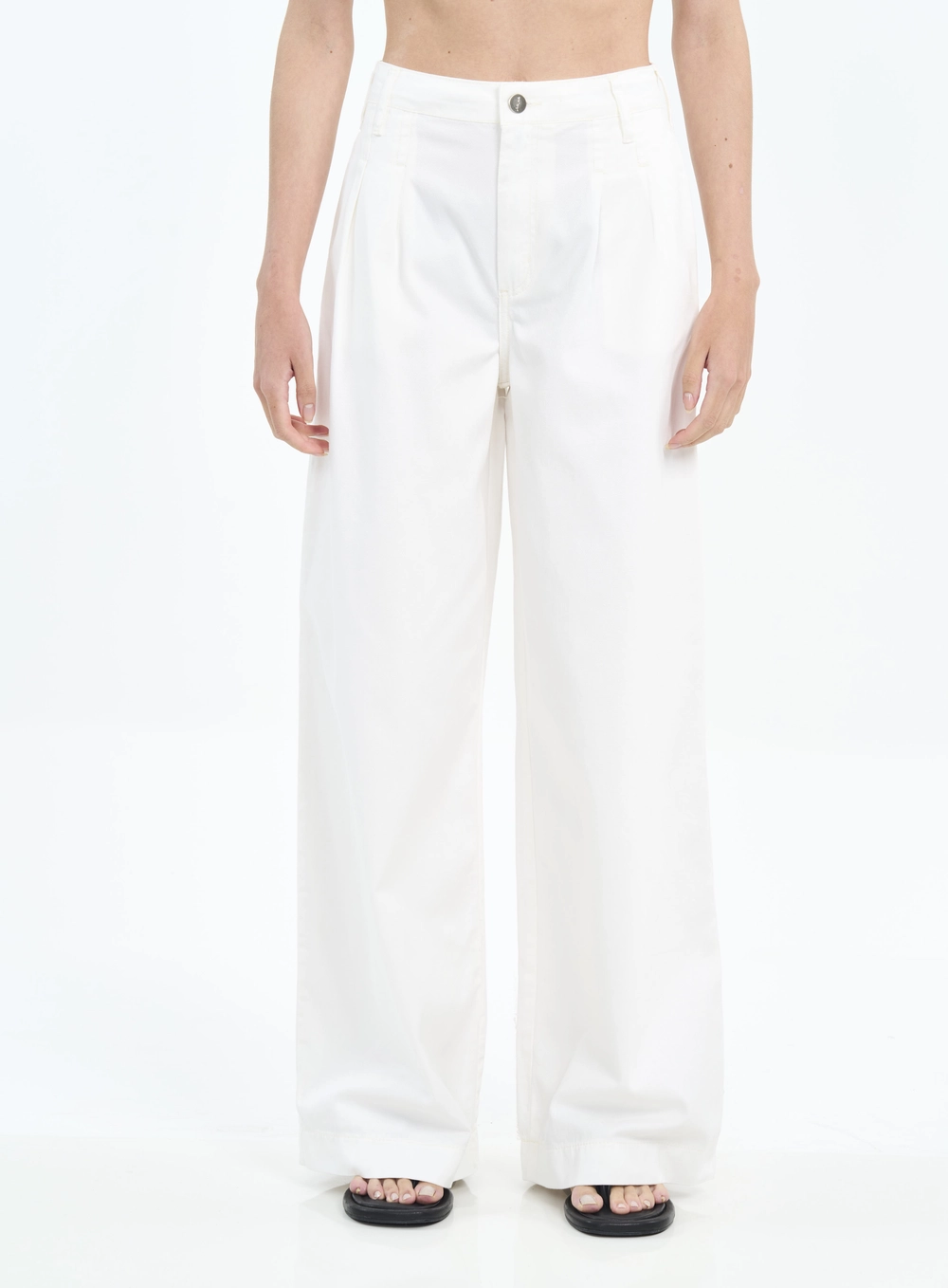 Calça Feminina Wide Leg Com Pregas Off Shell
