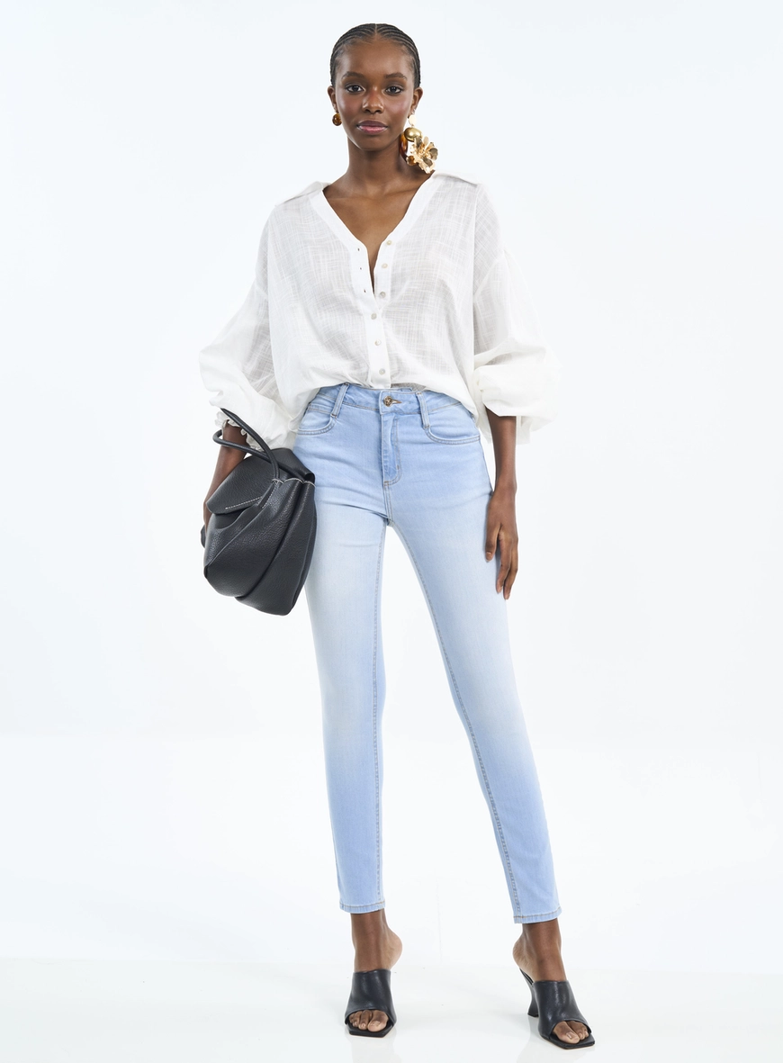 Calça Feminina Jeans Skinny Bia Com Bolsos