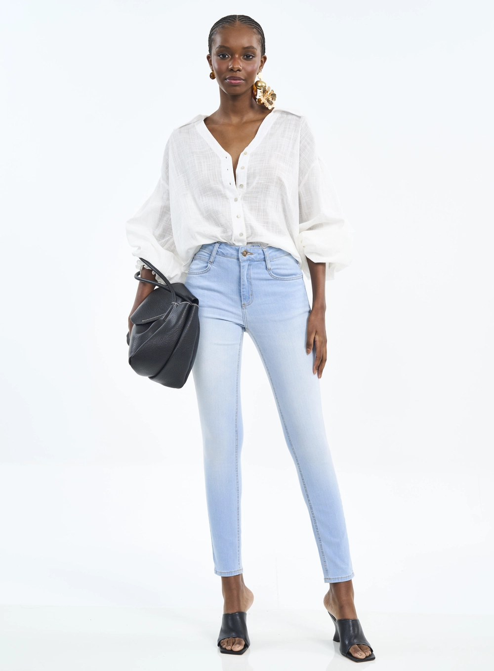 Calça Feminina Jeans Skinny Bia Com Bolsos Índigo