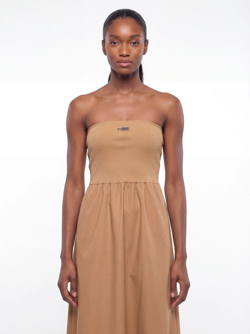 Vestido Midi Tomara Que Caia Bege 5
