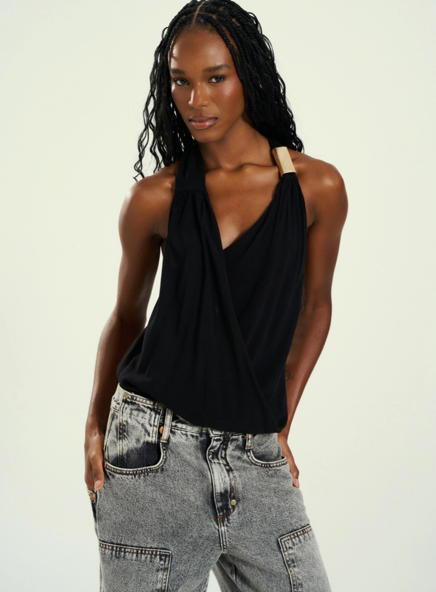 Body Feminino Transpassado Costas Abertas Preto 1