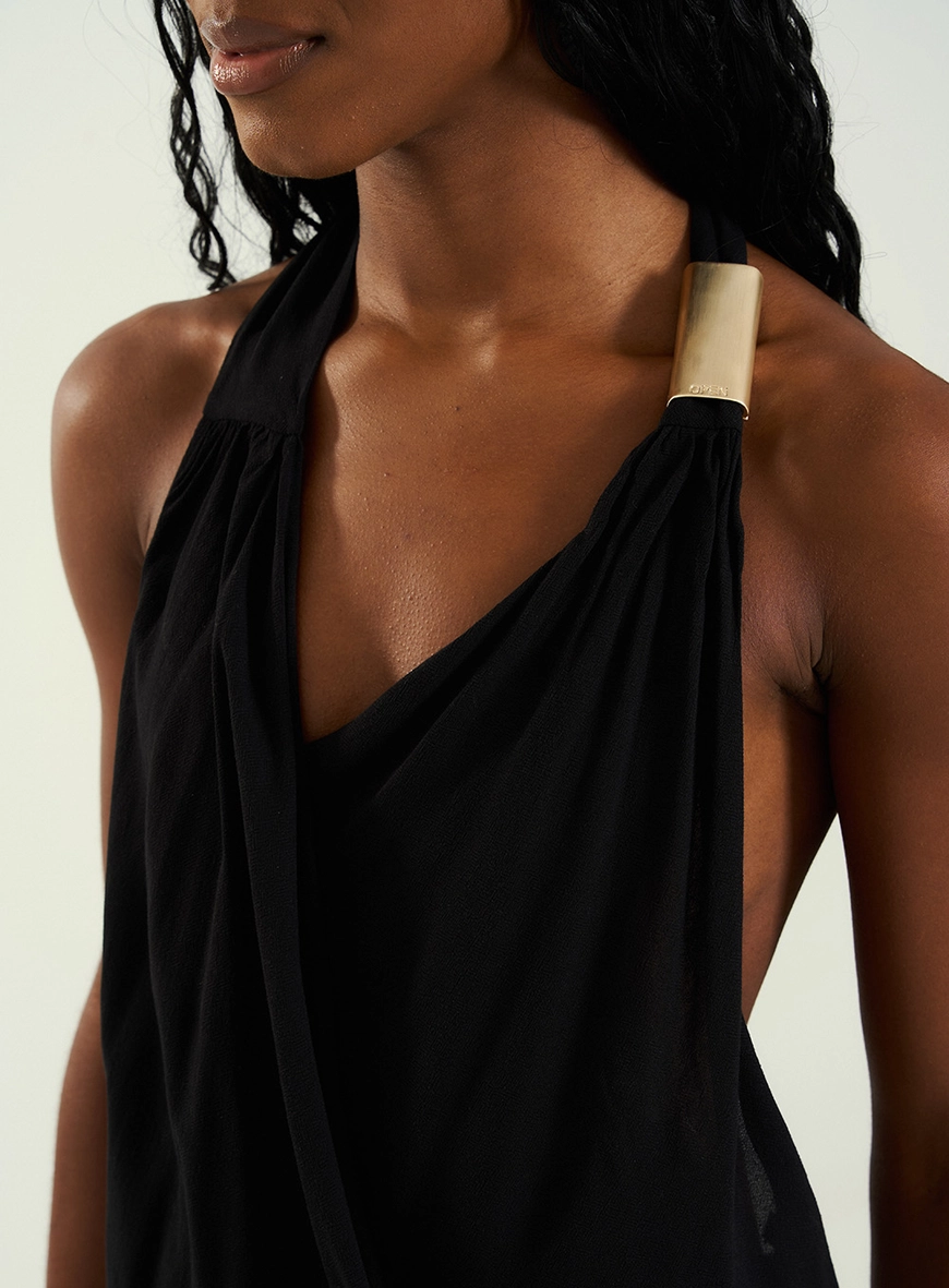 Body Feminino Transpassado Costas Abertas Preto 3