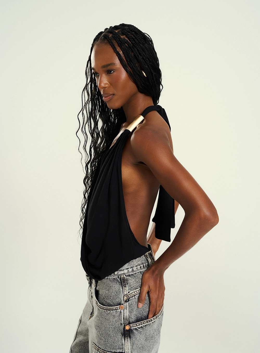 Body Feminino Transpassado Costas Abertas Preto 4