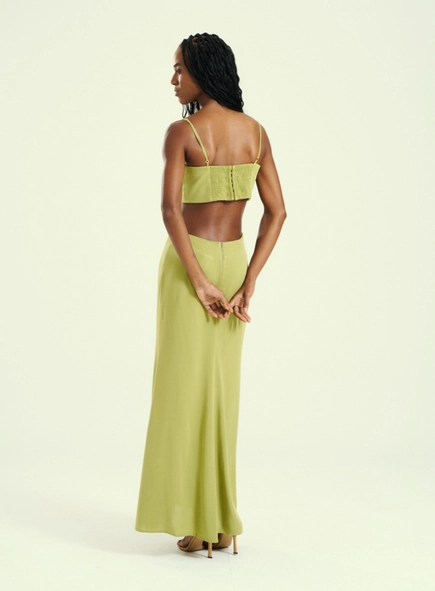 Vestido Longo Cut-out Com Decote