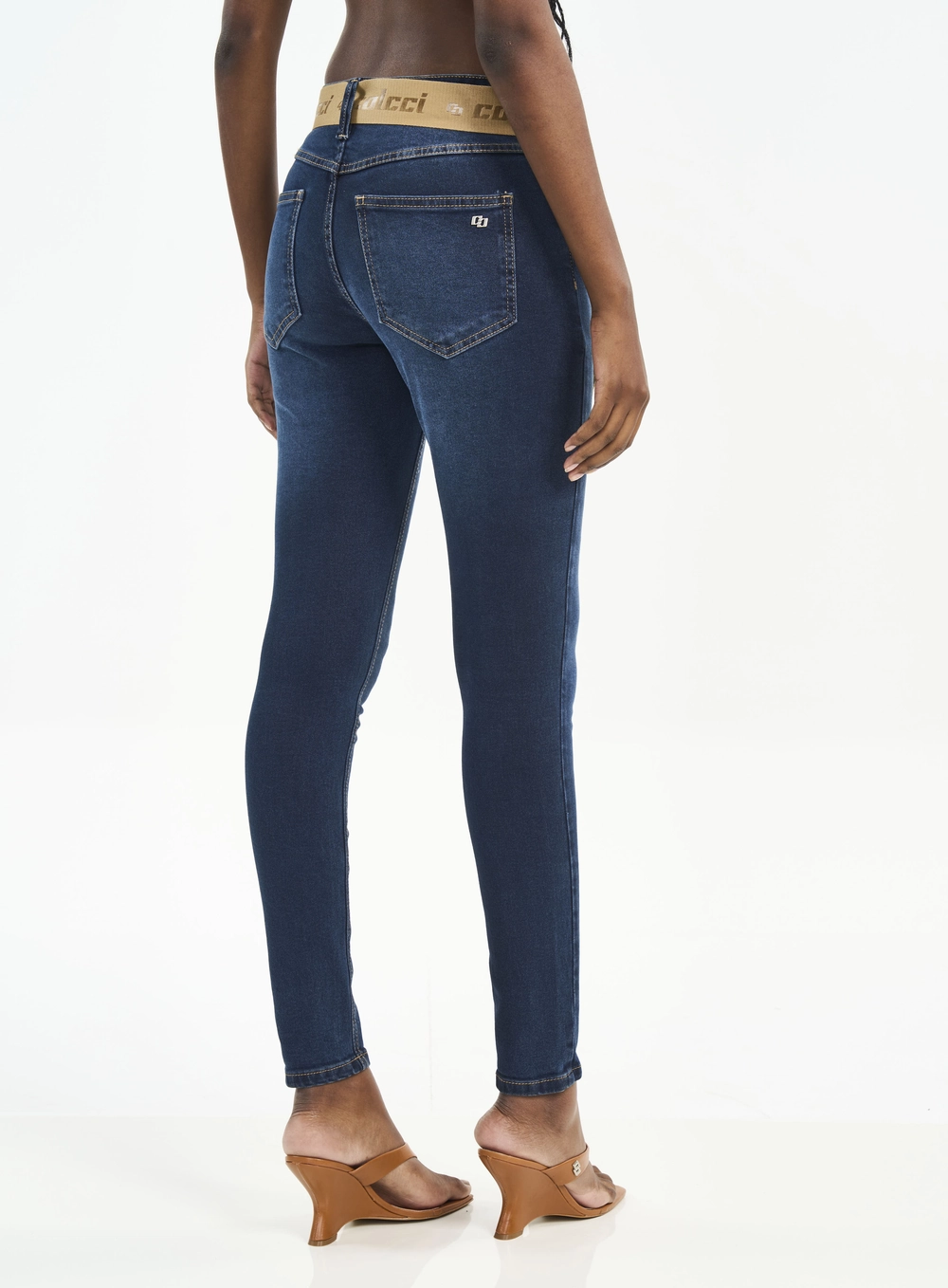 Calça Skinny Jeans Com Cinto Índigo