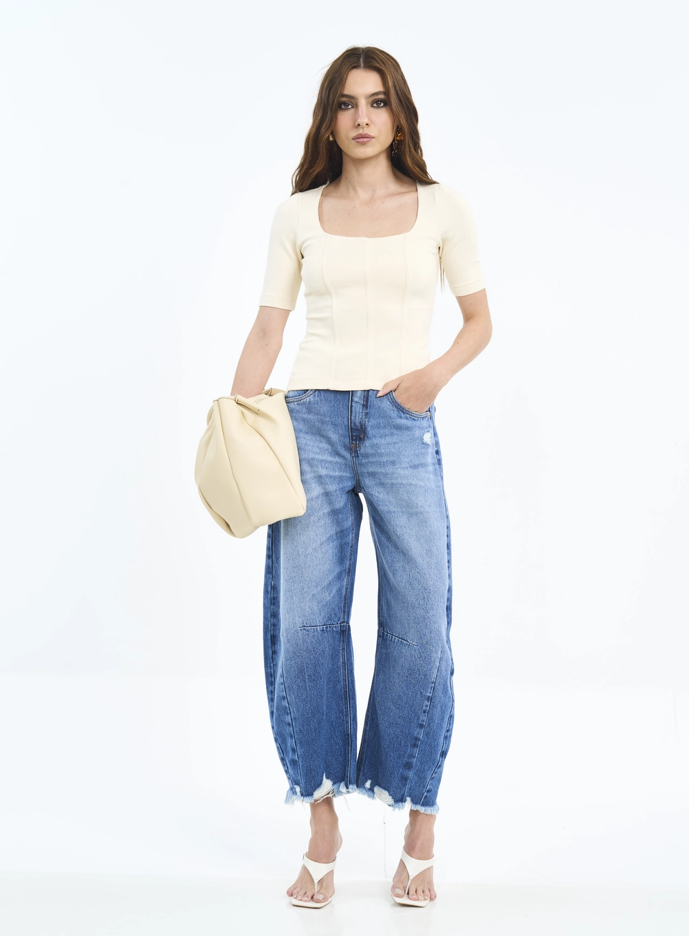 Calça Jeans Joana Barril Com Barra Desfiada Índigo