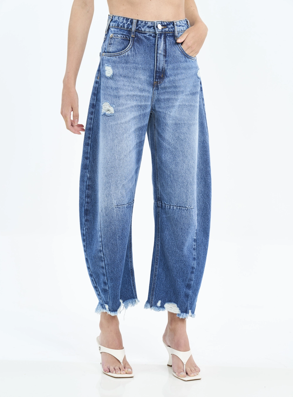 Calça Jeans Joana Barril Com Barra Desfiada Índigo