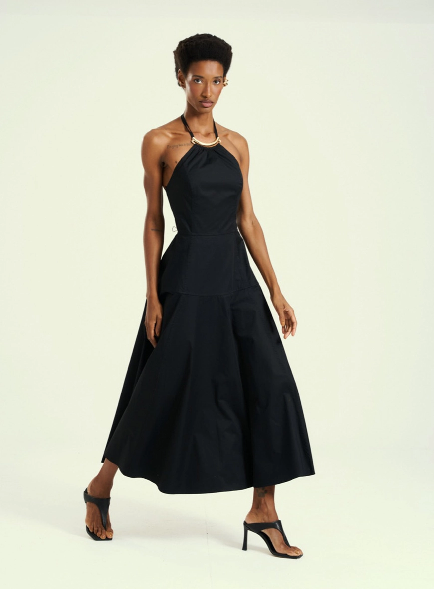 Vestido Feminino Frente Única Com Amarração Preto 1