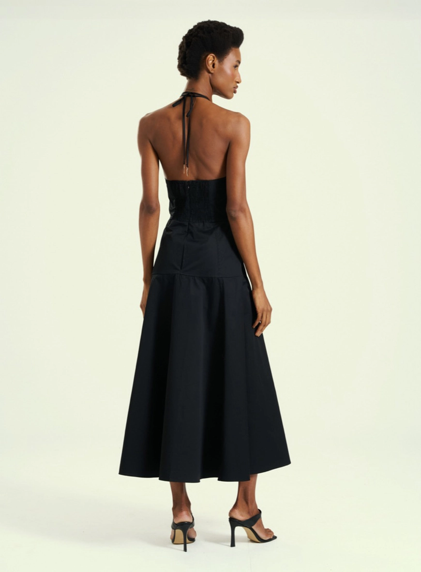 Vestido Feminino Frente Única Com Amarração Preto 2