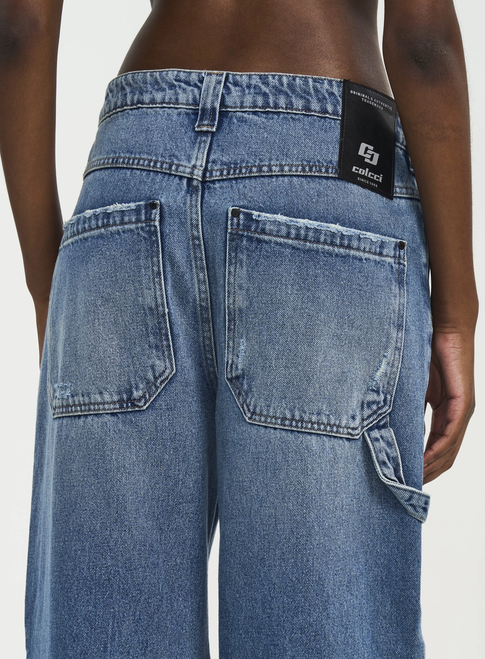Calça Jeans Feminina Wide Leg Bruna Low Com Bolsos Índigo