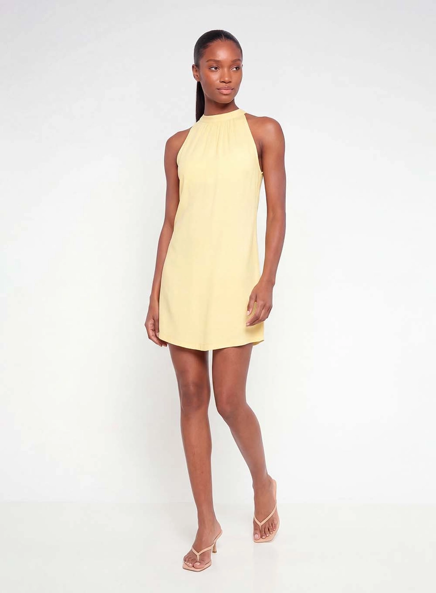 Vestido Curto Comfort Gola Alta Amarelo 1