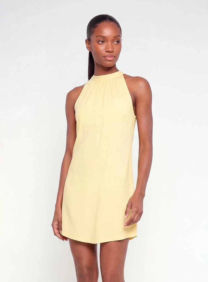 Vestido Curto Comfort Gola Alta Amarelo 3