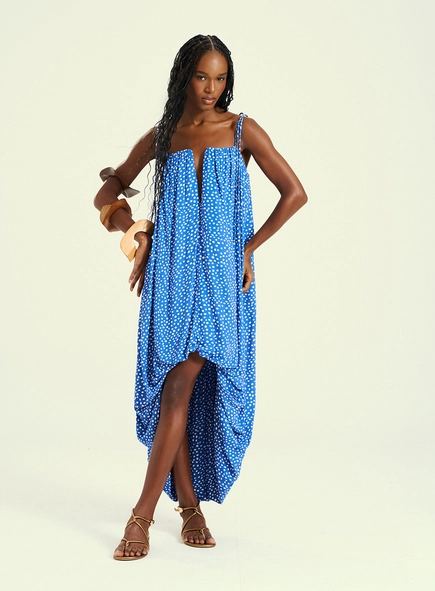 Vestido Feminino Midi Estampado Decote V