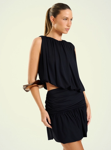 Vestido Feminino Curto Com Recorte Cintura