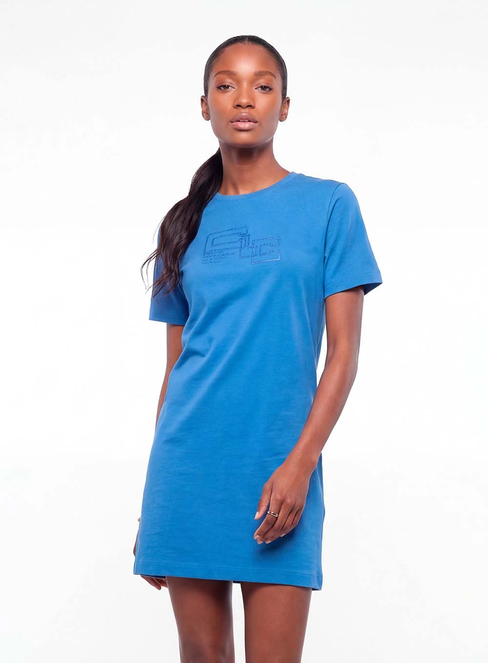 Vestido Curto Comfort Com Detalhe Azul 3