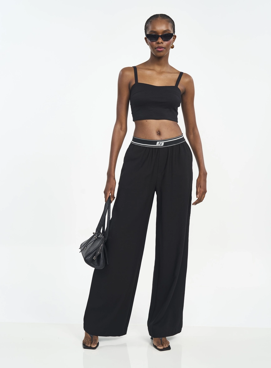 Calça Feminina Pantalona Com Logo
