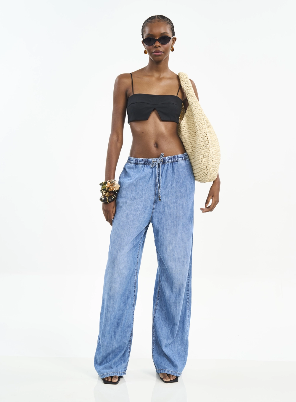Calça Jeans Feminina Wide Leg Bruna Low Índigo