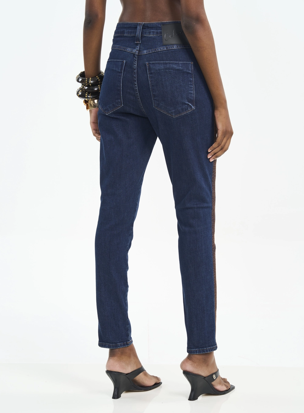 Calça Skinny Jeans Com Pespontos Contrastantes Índigo