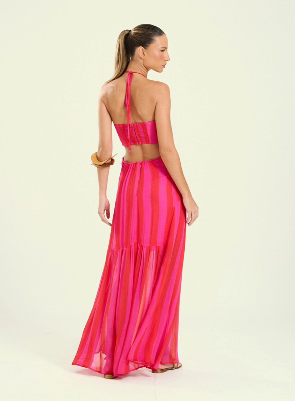 Vestido Feminino Longo Cut-out Estampado Estampados 2