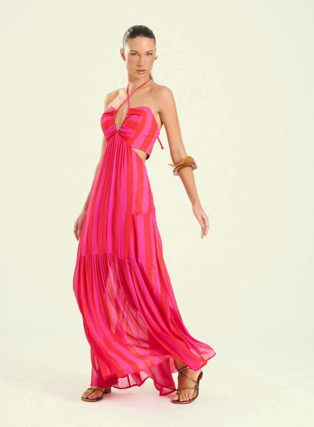 Vestido Feminino Longo Cut-out Estampado Estampados 4