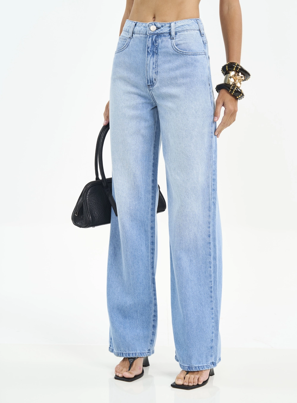 Calça Feminina Jeans Juliette Com Pernas Amplas Índigo