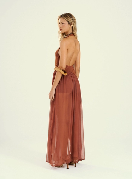 Vestido Feminino Longo Com Transparência