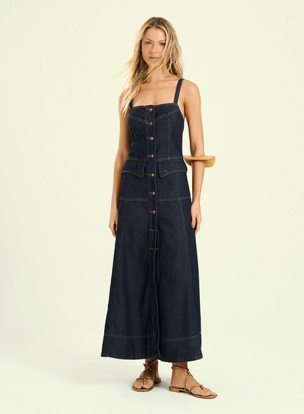 Vestido Feminino Longo Com Bolsos