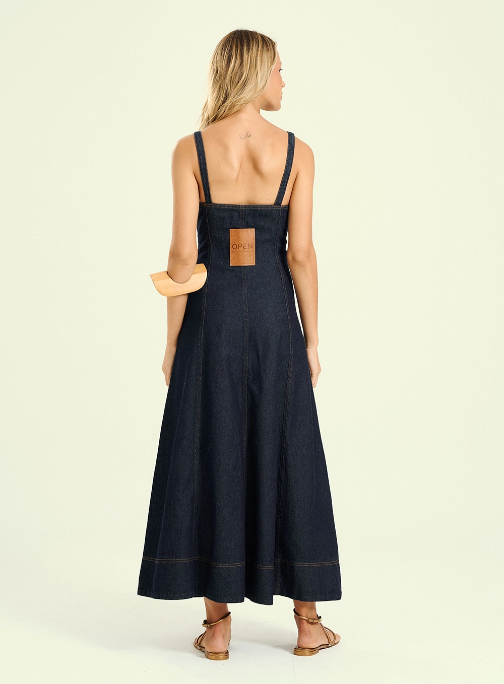 Vestido Feminino Longo Com Bolsos Índigo 2