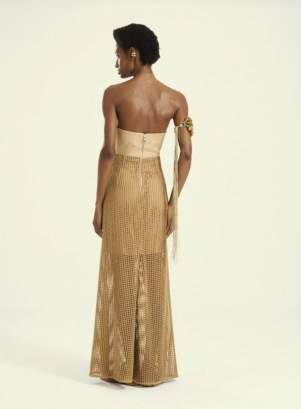 Vestido Feminino Longo Tomara Que Caia Com Trama