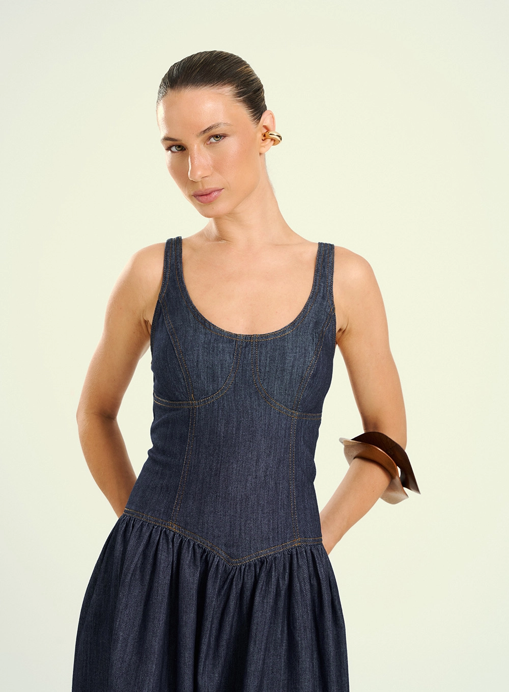 Vestido Feminino Longo Corset Índigo 3