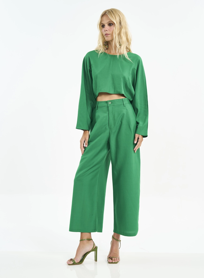 Calça Feminina Wide Leg Com Pregas