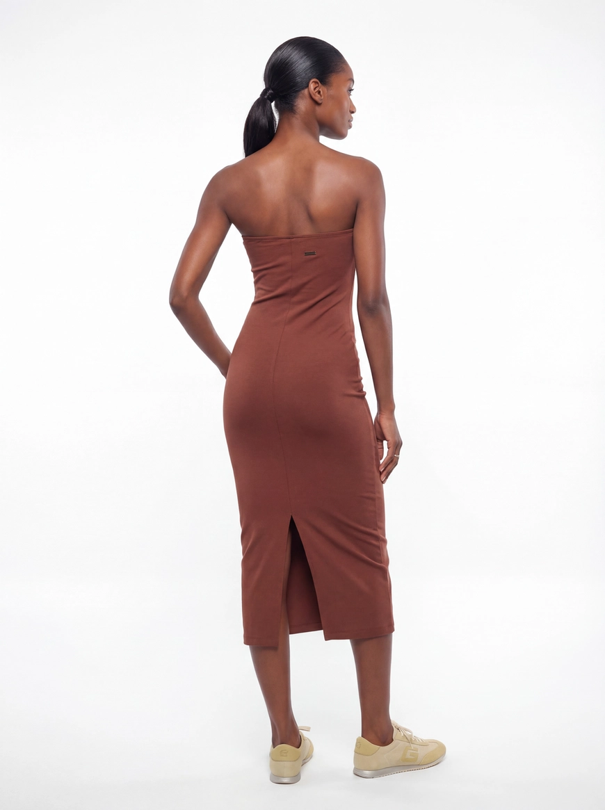 Vestido Midi Slim Tomara Que Caia Marrom 4