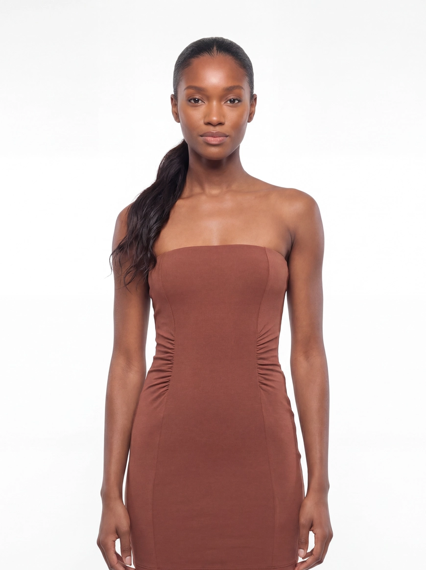 Vestido Midi Slim Tomara Que Caia Marrom 5