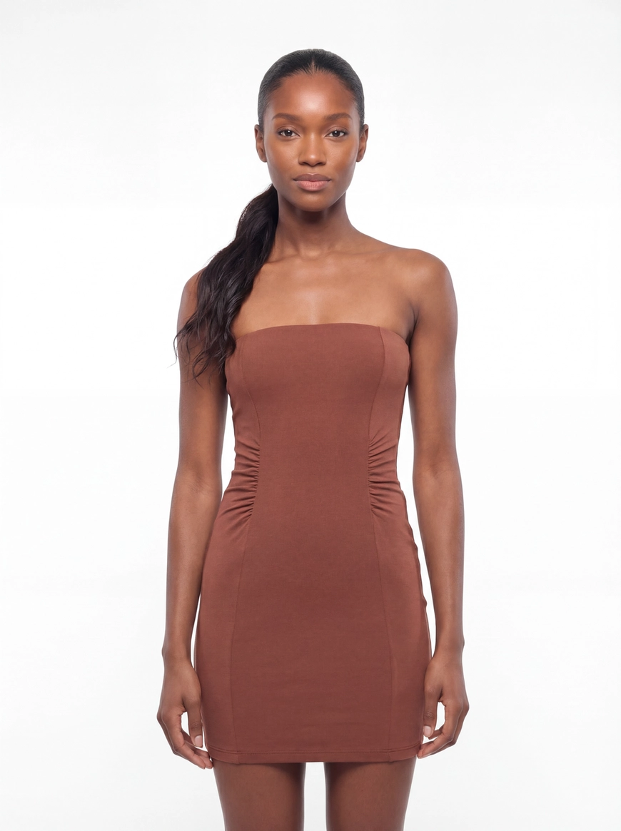 Vestido Midi Slim Tomara Que Caia Marrom 6