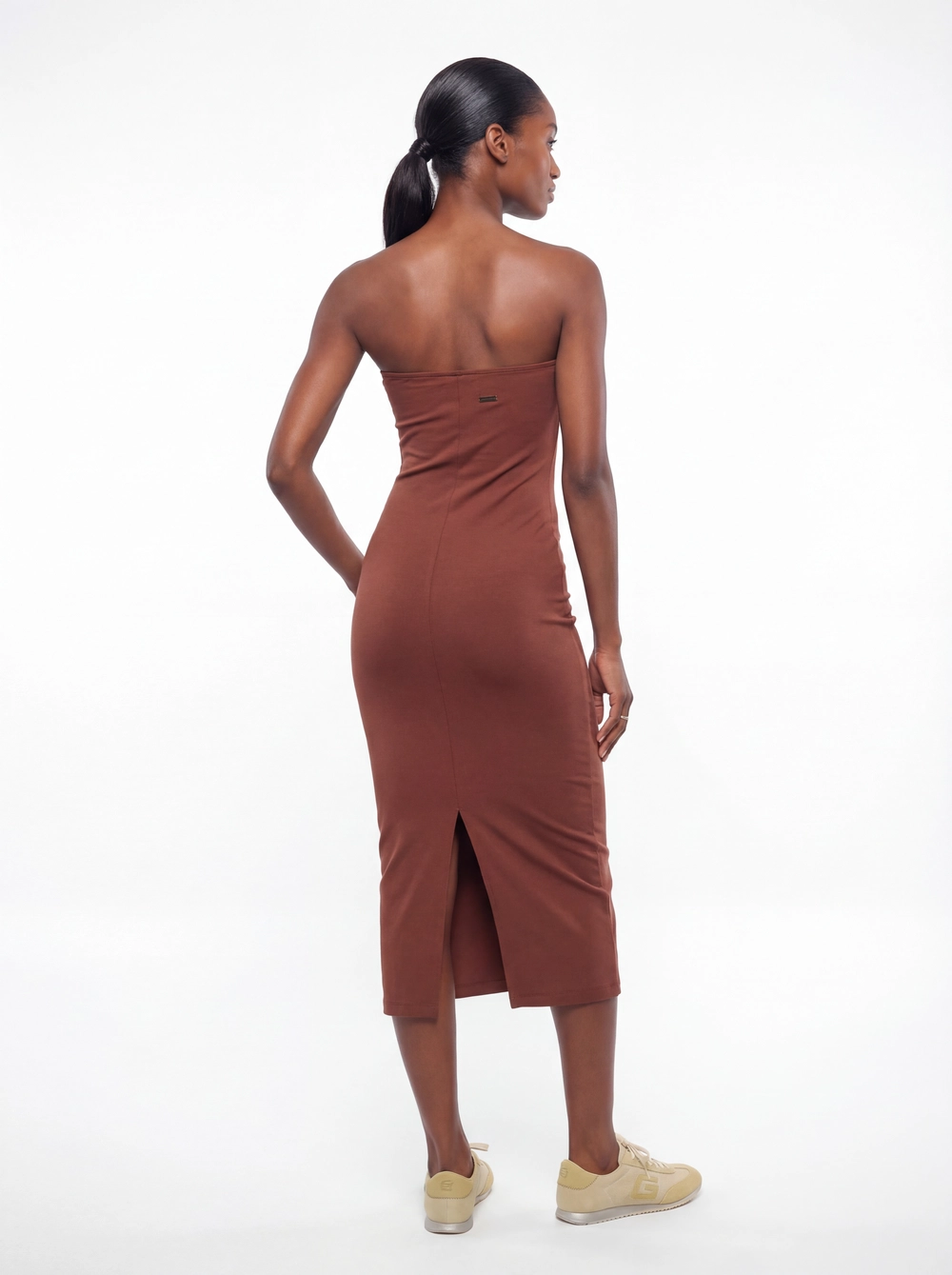 Vestido Midi Slim Tomara Que Caia Marrom 3