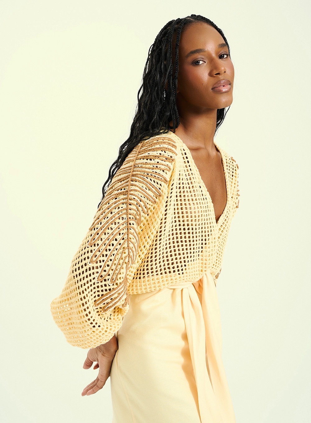 Conjunto Feminino Alfaiataria Bordado Amarelo 3